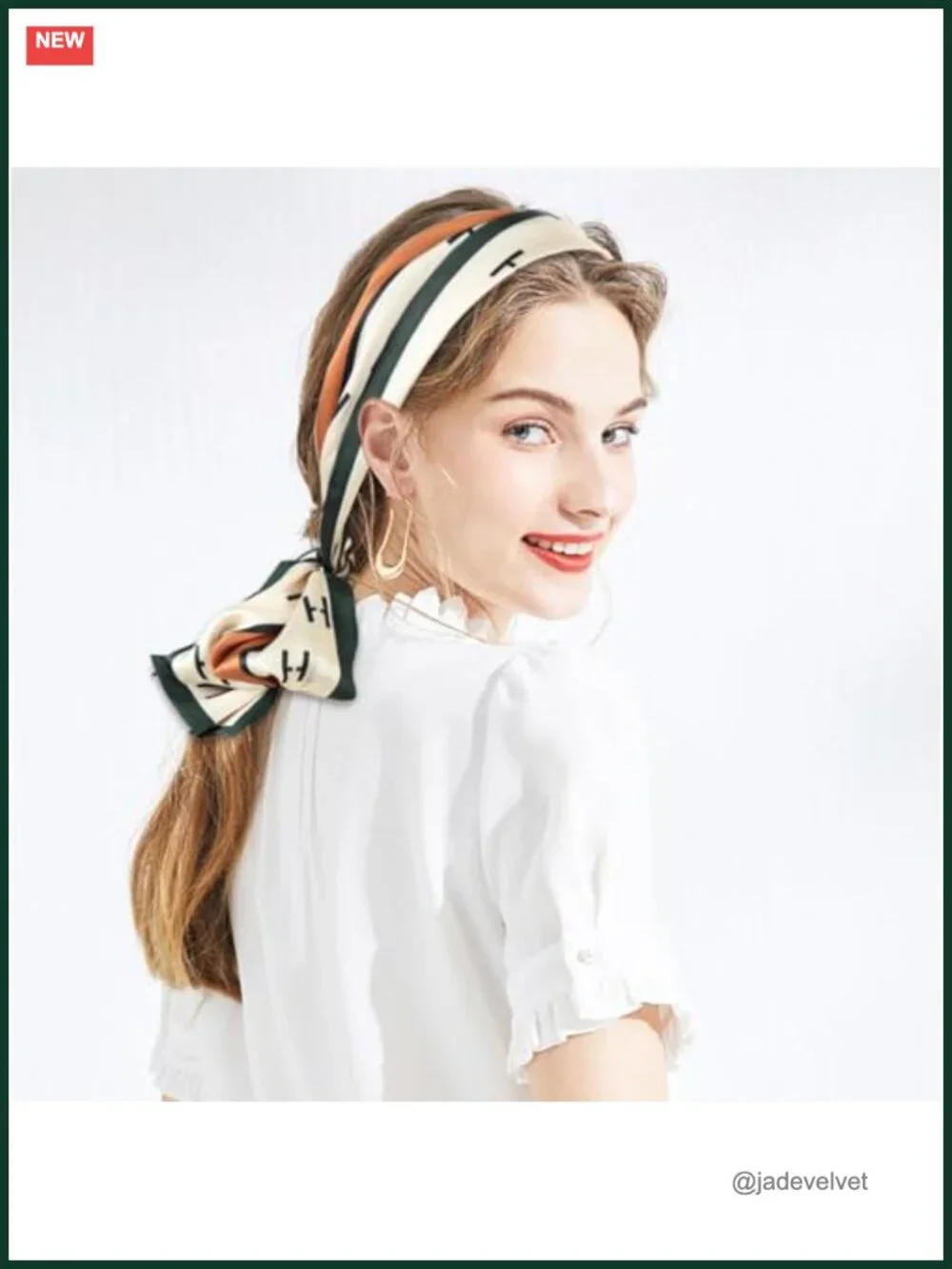 Silk Feel Polyester Printed Fashion Scarf Head Wrap Hair Band Multifunctional